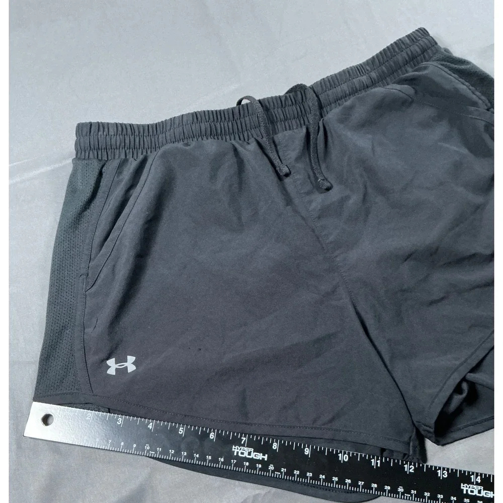 Under Armour Womens HeatGear Fly By Running Shorts Black Mesh Loose Fit Medium
